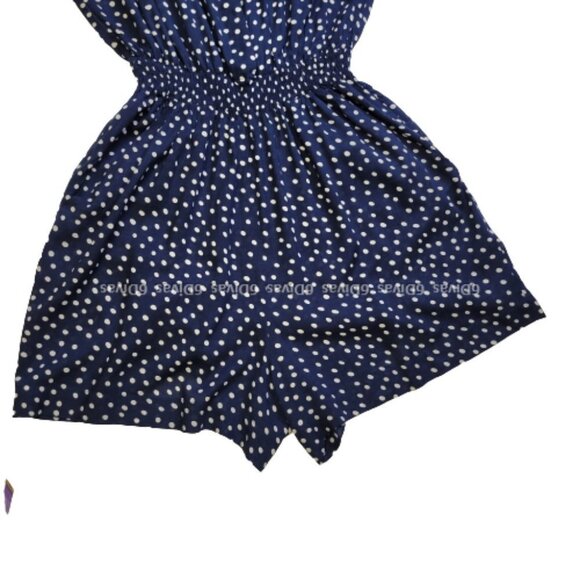 NEW Blue and White Polka Dot Rayon Romper Dress  Size L  Size XL - nwot - Picture 12 of 16